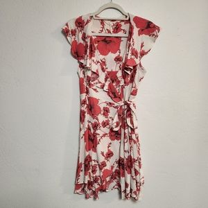 Free People Floral Ruffle Mini Wrap Dress